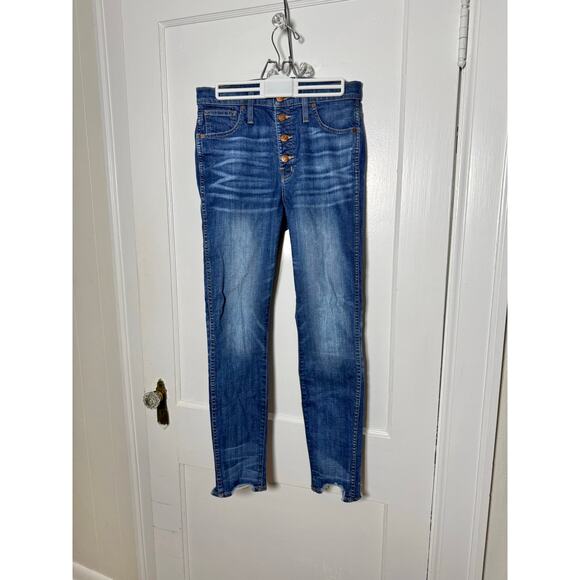 Madewell 10" High-Rise Skinny Raw Hem Denim Button Fly Jeans Women's 28 - Picture 2 of 12